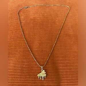 Vintage Gold Piano Charm Necklace